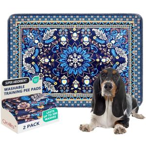 Qeils Washable Pee Pads, Reusable Puppy Pads Super Absorbent Leakproof Dog Training Pads, Non-Slip Wee Wee Pads for Crate, Floor, Potty Pads Feeding Mat Dog Pee 2 Pack 36"x24"