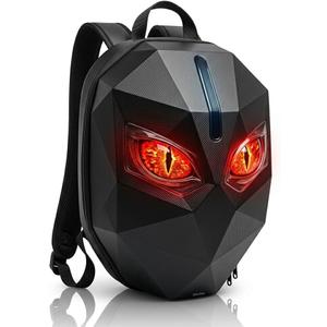 Motorcycle Helmet Backpack, Expandable Hard Shell LED Backpack with Programmable Screen, Water-Resistant Riding Bag & Laptop Daypack for Men, App Controlled DIY Display for Night Safety