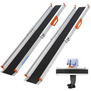 Ruedamann Portable Wheelchair Ramp, 6FT Adjustable Aluminum Ramp for Home, 600lbs Capacity,Telescoping Non-Skid Surface Wheel Chair Ramp for Home, Stairs, Steps, 2Pcs