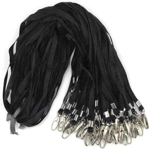 Beebel Black Lanyards 50Pcs 18" Lanyard with Badge Clip