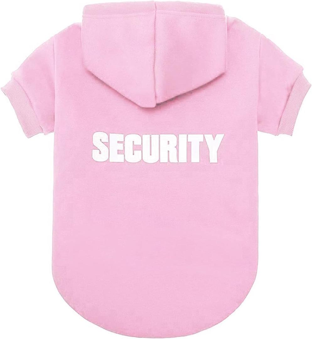 BINGPET Security Dog Hoodies Puppy Sweater Cold Weather Dog Coats Soft Brushed Fleece Pet Clothes Hooded Sweatshirt for Dog Cat Pink XL (X-Large (Chest Girth 34"), #1 Pink(Security))