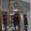 Stainless Steel Spatula Set with Heat Resistant Silicone Handle, VOVOLY Metal Spatulas For Kitchen Use, Thickened Smash Burger Spatula, Mini Brownie Spatula, Fish Flipper, Grill Scraper (Every Day 4-Pack Set)