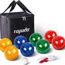 ropoda 90mm Bocce Ball Set with 8 Polyresin Balls, Pallino, Case and Measuring Rope for Backyard/Lawn/Beach/Outdoor, Resin Bocce Ball for Kids Teens Beginners(2 to 8 Players)