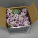 Zeyune 8 Pack 12 Inch Mini Purple and Lilac Artificial Roses Flower Bouquet 80 Head Silk Roses Flowers with Long Stem for Wedding Bridal Shower Birthday Party Decoration Table Centerpieces