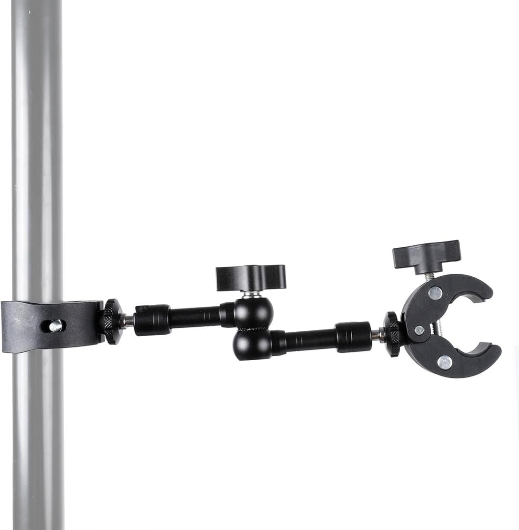 PellKing Super Double Clamp Camera Mount Umbrella Clamp, with 360 Magic Arm Double 1/4-20 Adapter for Umbrella, Pole, Desktop, Strollers, Motorcycle, Photo Studio Light Stand, Photo Boom Stand