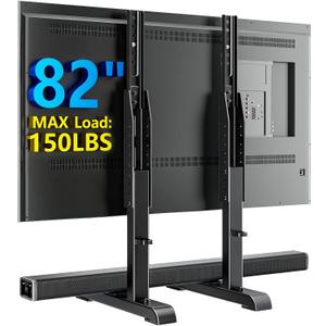 AX WABER Universal TV Stand, Table Top TV Stand Base Wobble-Free Replacement for Most 24 to 80 Inch LCD LED TVs, 7 Height Adjustable TV Legs Hold up to 150lbs, Max VESA 800x500mm, Black AX10TB02