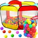 Kids Ball Pit Pop Up Large Tent for Toddlers - Indoor & Outdoor Gift Toys for Infants Girls & Boys, Baby Playpen with Zippered Storage Bag, 50 BallPit Balls Included
