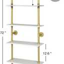 ZIOTHUM 6 Tier Gold Bookshelf, White and Gold Shelves, Modern Shelves Shelf Bookcase Metal Mid Century Open Industrial Wall Mount Accents Decor Retail Shelving Vertical for Living Room, 9.8d X 23.6w X 72h in