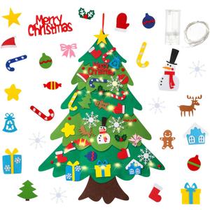LIYROIUB DIY Felt Christmas Tree for Kids Toddlers with 32 pcs Detachable Ornaments Door Wall Hanging Xmas Gifts New Year Christmas Decorations