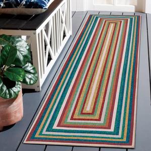 Multicolor Washable Indoor Outdoor Rug 2' x 6', Colorful, Stain Resistant, Easy Clean, Durable Area Rug for Indoor/Outdoor Patio, Deck, Porch, Entryway, Foyer