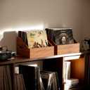 Wood Vinyl Record Storage, Retro & Durable Vinyl Crate and Record Holder, Album Storage Record Case Box for 60+ Records, Perfect Record Organizer for Home Decor and Collection Display(Brown)