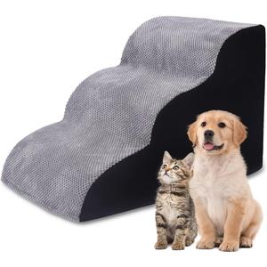 3 Steps High Density Foam Dog Stairs Ramps,Petjoyi Non-Slip Pet Ramps for Dog Slope Stairs for Small Dogs and Cats or Pets