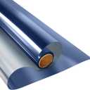 KESPEN Window Privacy Film Window Tint for Home Sun Blocking Static Cling One Way Mirror Tint Anti UV Reflective Film for Home and Office, Blue-Silver, 29.5 Inch X 6.5 Feet