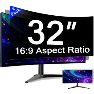 [2 Pack] 32 Inch Computer Privacy Screen for 16:9 Aspect Ratio Widescreen Monitor, Eye Protection Anti Glare Blue Light Computer Monitor Privacy Filter, Removable Anti-Scratch 32in Protector Film