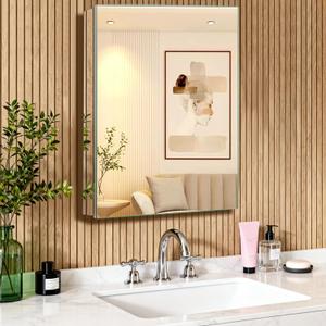 24 x 32 Inch Bathroom Medicine Cabinet with Mirror, Medicine Cabinet Mirror, Bathroom Mirror with Storage with 2 Adjustable Shelves, Assembly Required, Support Recessed or Surface Mount