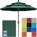 EliteShade USA 10-Year-Non-Fading 10ft 3-Tier Market Patio Umbrella, Commercial Grade Outdoor Table Umbrella with Crank Open, Windproof & UPF 50+ UV Protection, Heavy Duty Ventilation for Garden, Deck, Pool, Backyard, Beach & Bistro, No Tilt, Forest Green