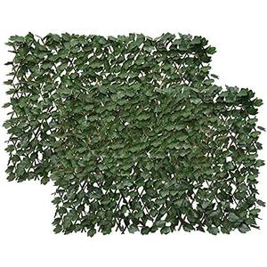Garden Land Artificial Leaf Faux Ivy Expandable/Stretchable Privacy Fence Screen (2PC,Ivy)