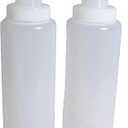 SET of 3, 32 Oz. (Ounce) Large Clear Squeeze Bottle, Condiment Squeeze Bottle, Open-tip, Wide Screw-on Spout, Polyethylene Durable Plastic, Diner Style.