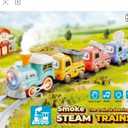 Train Set for Toddlers w/Smokes,Music & Lights - Electric Magnetic Choo Choo Steam Train Set with Tracks Truck Playset for Toddlers 1 3 5 6 Year Old Boys Girls Christmas Birthday Gift