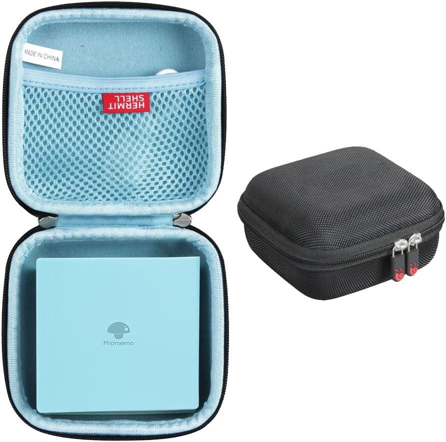 2 x Hermitshell Travel Case for Phomemo M02 / Phomemo M02 Pro/Phomemo M02S Pocket Printer (Black Outside + Light Blue Inside) (Small)