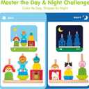 hahaland Montessori Wooden Brain Building Block for Toddler 1-3 Stacking Toy Day & Night Puzzle Game with 24 Challenges Toddler Lacing Stringing Beads for Ages 1 2 3 Preschool Learning Activities