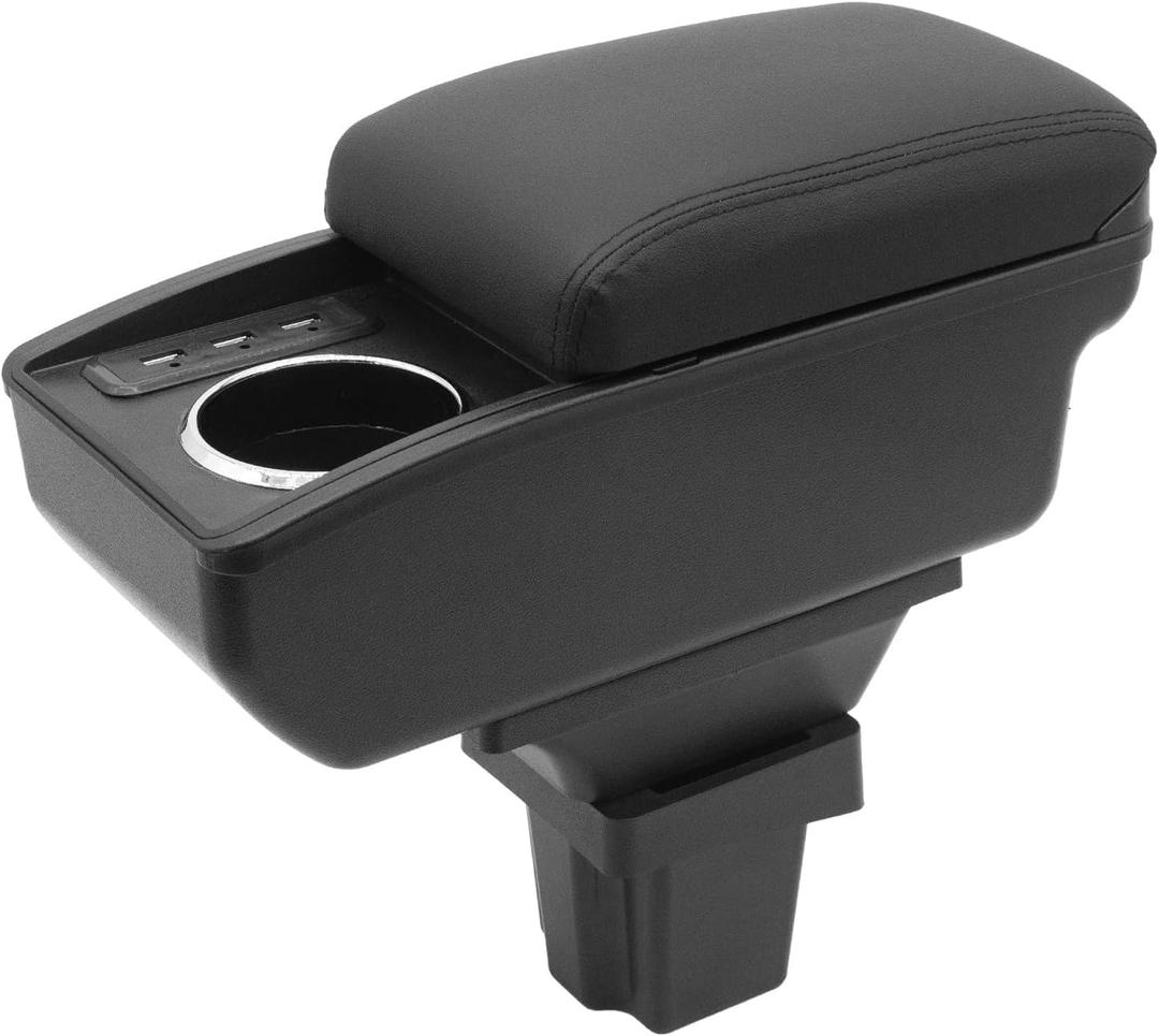YJYWZH Car Armrest Storage Box for Chevy Chevrolet Trax 2016-2020 Double Layer Car Center Console Organizer with 6 USB Ports and Cup Holder Car Armrest Accessory(Black Thread)