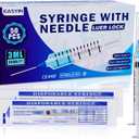 50PCS 3ml Syringe with Needle for Scientific Labs Measuring - 23g 1 Inch Needle Syringe - Individually Packaging