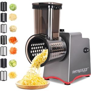 Electric Cheese Grater, 250W Electric Professional Salad Maker & Vegetable Slicer Shredder, 7-in-1 Electric Food Graters Machine with Widened Feeding Port for Block Cheese, Vegetables & Fruits