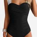 Womens One Piece Swimsuits Tummy Control Bathing Suits Modest Full Coverage Swimsuit Wide Straps Swimwear (40 DD, Black)