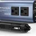 300W Car Power Inverter, DC 12V to 110V AC Car Plug Adapter Outlet with USB-Fast Charger(25W) USB-A20W and Dual AC Outlet, QC3.0, 4 USB Ports, Car Charger for LaptopPhone, etc (Blue)