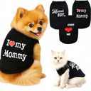 3 Pack Dog Clothes Shirts, Funny Letter Print Pet T Shirts Puppy Clothes for Cats & Small Breeds Summer Dog Outfits (Black), XS