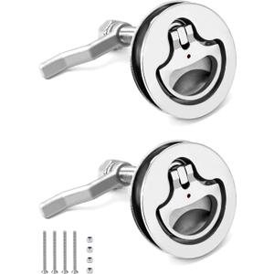 QWORK Boat Cam Latch, 2 Pack Marine 316 Stainless Steel Marine Boat Floor Buckle Hatch Latch, Flush Turning Lift Handle Lock QWORK Boat Cam Latch, 2 Pack Marine 316 Stainless Steel Marine Boat Floor Buckle Hatch Latch, Flush Turning Lift Handle Lock