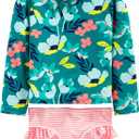 Simple Joys by Carter's Girls' 2-Piece Assorted Rashguard Sets (3T, Green Floral/Pink Stripe)