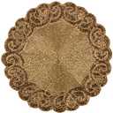 Round Beaded Placemats - White 13" Round, Holiday & Christmas Beaded Charger Placemats, Glitz Brown Gold