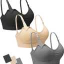 Stelle Nursing Bras Maternity Bra for Breastfeeding Pregnancy Wireless Bralette with Pads, Extenders & Clips (Medium, 3 Black+gray+beige)
