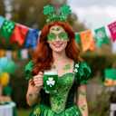 4 x 12Pcs St Patricks Day Headband Costume Accessories Set - Sequin Clover Boppers Headband Shamrock Sunglasses Temporary Tattoos Irish Costume Accessories Irish Party Cosplay Favors