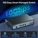 SODOLA 6 Port 10G Easy Web Managed Switch,4X 10G RJ45 + 2X 10G SFP+ Ports - Link Aggregation, QoS,VLAN,IGMP, 10G Switch for Network Management