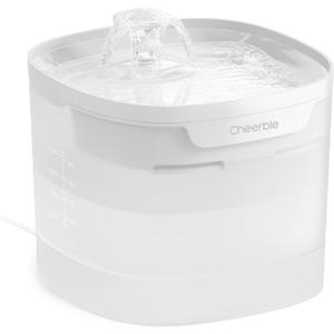 Cheerble Pumpless Cat Water Fountain, 2L/67oz Automatic Pet Fountain, Elfin E1 Lite Cat Fountain for Drinking, MagDrive Technology, Continuous Flow Mode, BPA-Free (White, E1 Lite)