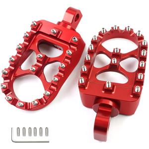 MDPROMCP CNC Motorcycle Wide Foot Pegs Aluminum 360 Roating Adjustable Suitable Compaitble with Dyna Fatboy Iron 883 Sportster 883(Red)