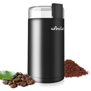 Wancle Electric Coffee Grinder, Spice Grinder, One Touch Coffee Mill for Beans, Spices and More, with Clean Brush Black (6.63.5 IN, Black+Black)