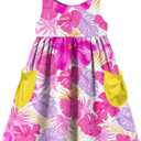 Little Girls Summer Sleeveless Dress Toddler Print Casual Sundress 2-7 Years (Pink)