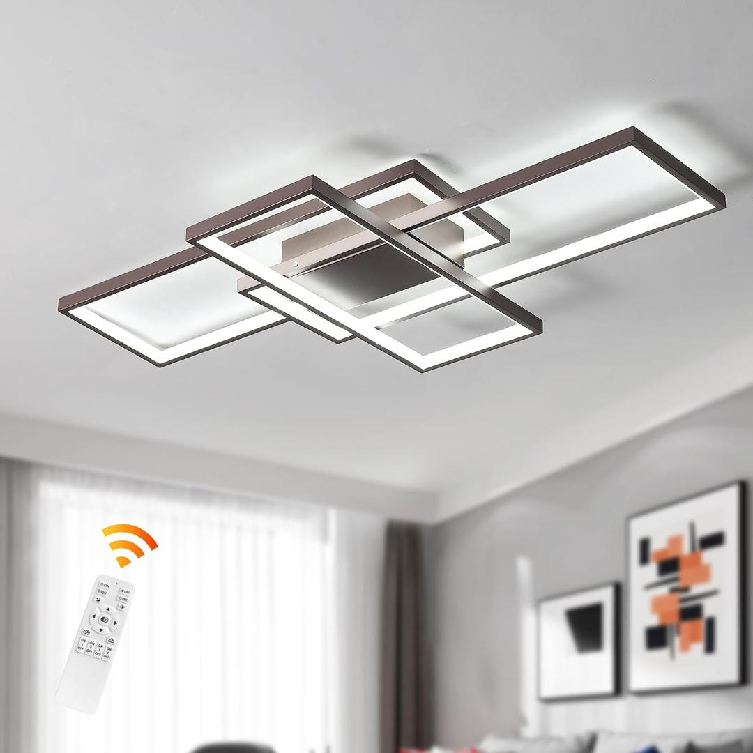 GEADI 35.4" Modern LED Ceiling Light, Dimmable Flush Mount with Remote
Bronze Geometric Ceiling Lamp, Low Profile Color Changing Light for Living Room, Bedroom, Dining Room and Kitchen