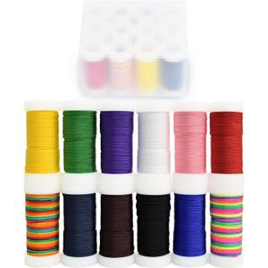 TONIFUL 11 Color 0.8mm Colored Set Satin Cord Silky Nylon Rattail Cord 240yds Colorful Nylon Beading String for Braided Necklace Macrame Friendship Bracelet Chinese Knotting Jewelry Making