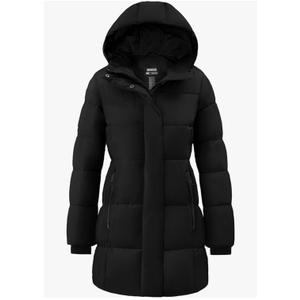 Skieer Women's Winter Coat Warm Padded Long Puffer Jacket Waterproof Hooded Snow Coat M