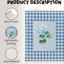 LKETW Blue Hydrangea Floral Poster Hanger Frame 12x16 Inch, Preppy Blue Checkered Hydrangea Flower Wall Art Posters for Bedroom, Floral Hanging Banner Decor for Home Living Room Office