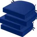idee-home Outdoor Chair Cushions Set of 4, Thick 19" x 19" x 3" Outdoor Seat Cushions Patio Furniture Waterproof with Ties, Dining Pads (Dark Cerulean)