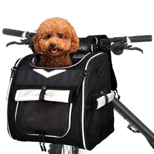 VENFOREST Foldable Dog Bike Basket Carrier Backpack - Large Waterproof Pet Bicycle Basket, Small Dog Cat Kitten Puppy Booster Car Seat With Safety Strap (Black)