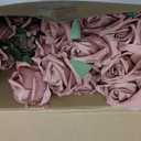 Hotop 40 Pcs Rose Artificial Flowers Bulk with Long Stem,Realistic Silk Fake Roses Bouquet for Home Wedding Centerpieces Party Table Decoration Valentines Gifts(Dusty)