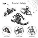 6 Pcs Metal Hair Claw Clips, Gothic Black Spider Web Skeleton Hand Skull Design Hair Jaw Clips Large Non-Slip Catch Halloween Hair Accessories for Women Girls Thick Long Hair
