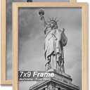 skyDrama Natural Solid Wood 7x9 Picture Frame, Display 7 x 9 Inch Picture Poster Photo, Vertical & Horizontal Wall Hanging - 2 Pack/Natural/7"x9"